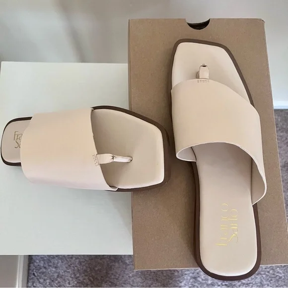 Franco Sarto Women's Leather Beige Slide Sandals, Size 8.5, Brand new - Picture 1 of 8